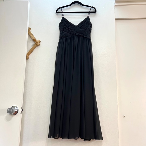 Mac Duggal 2650 Ruched V-Neck Pleated Chiffon Dress Black size XL - Picture 3 of 11